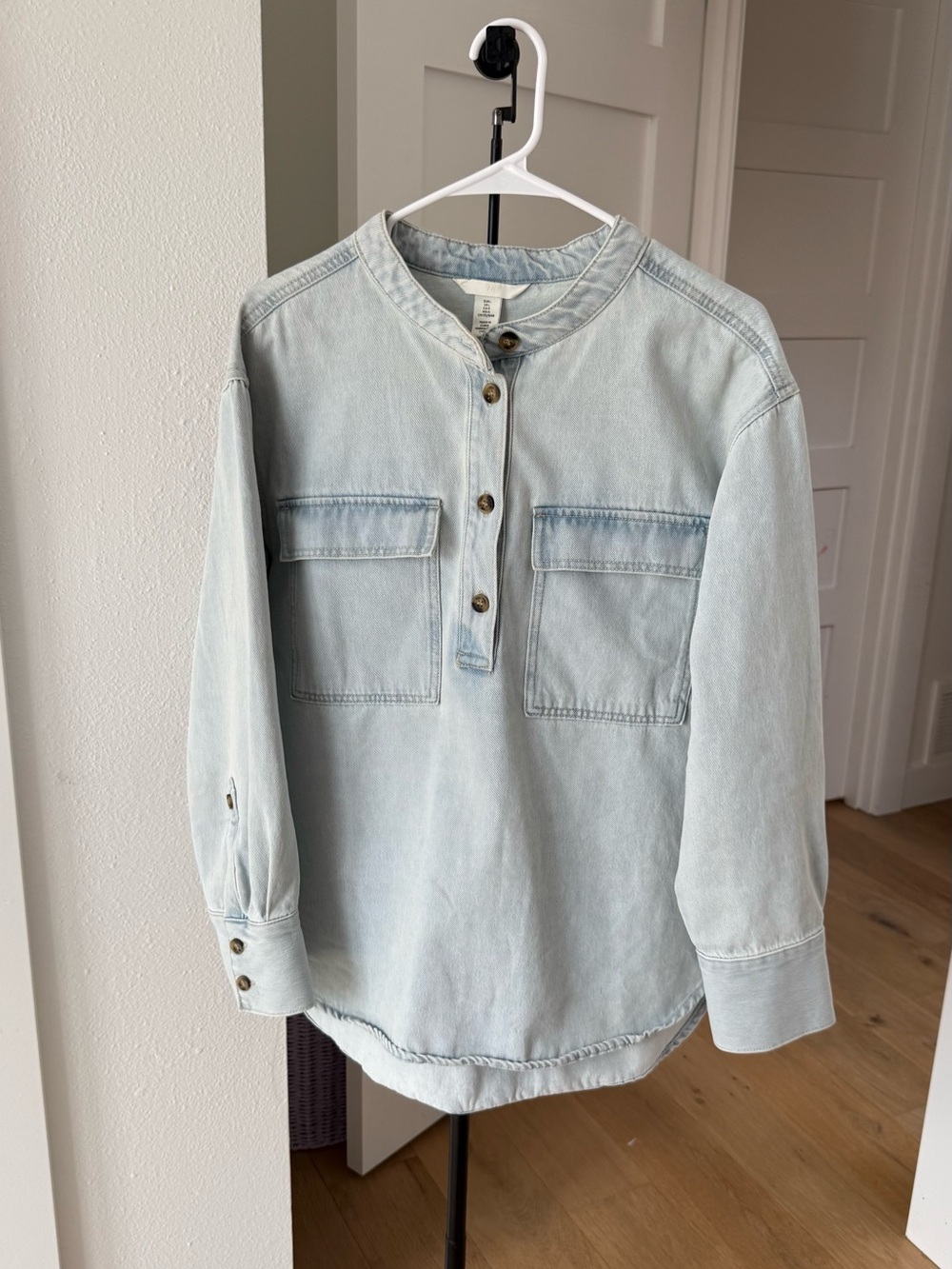 H&M Light Blue Denim Button-Front Top